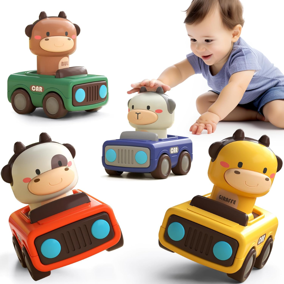 Baby Press To Go Car Toys For Toddlers 1-3, 1 Yr Old Boy Gift