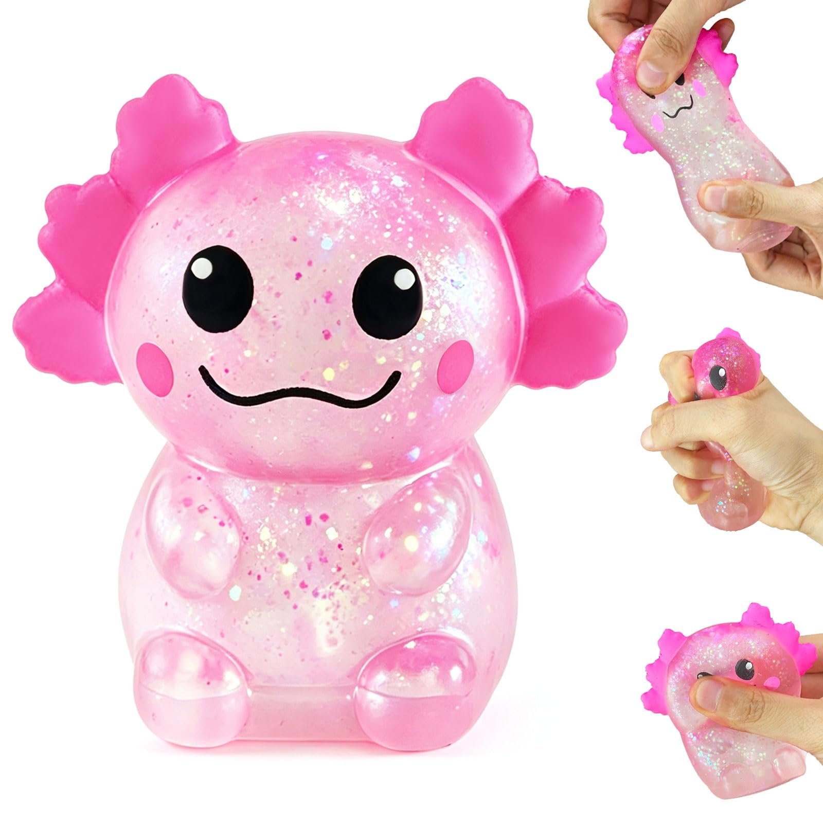 1-Pack Glitter Axolotl Squishy, Slow Rising Squeeze Toy, Cute Axolotl Fidget Toy For…