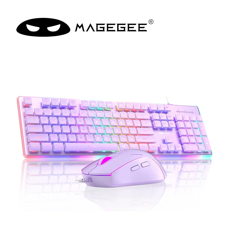MageGee Gaming Keyboard and Mouse 104 Keys RGB 6 Speed Mouse Combo Pudding Keycaps Silent…