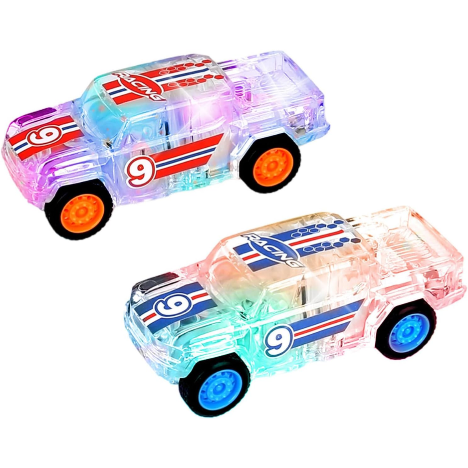 LED Light Up Pickup Truck Toys,Pull Back Cars Toy 2 Pack,Included,Suitable For Toddlers 3…