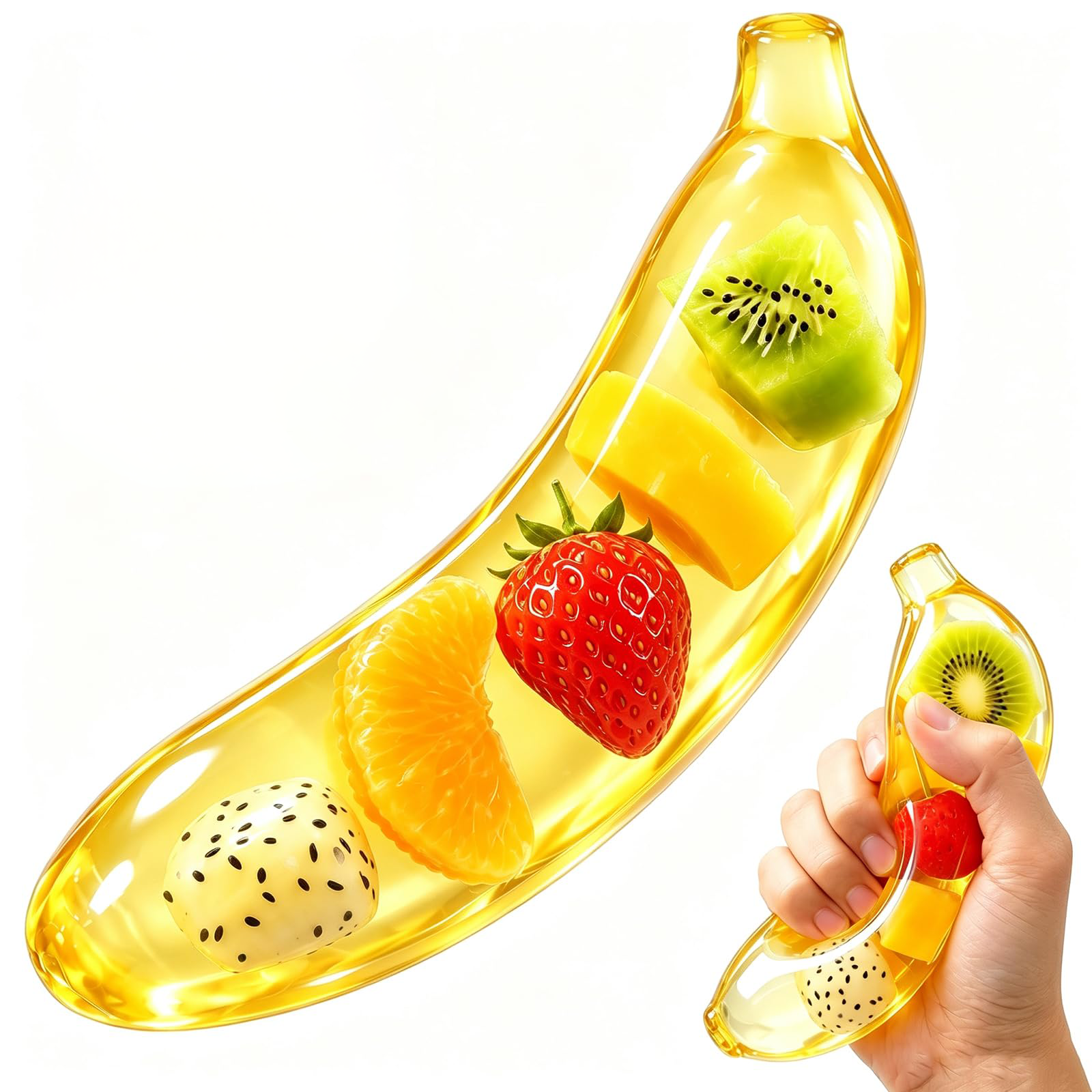 Banana Toy, New Giant Banana Fidget Toys,6.3 Inch Soft Jumbo Banana Squeeze Sensory Toy…