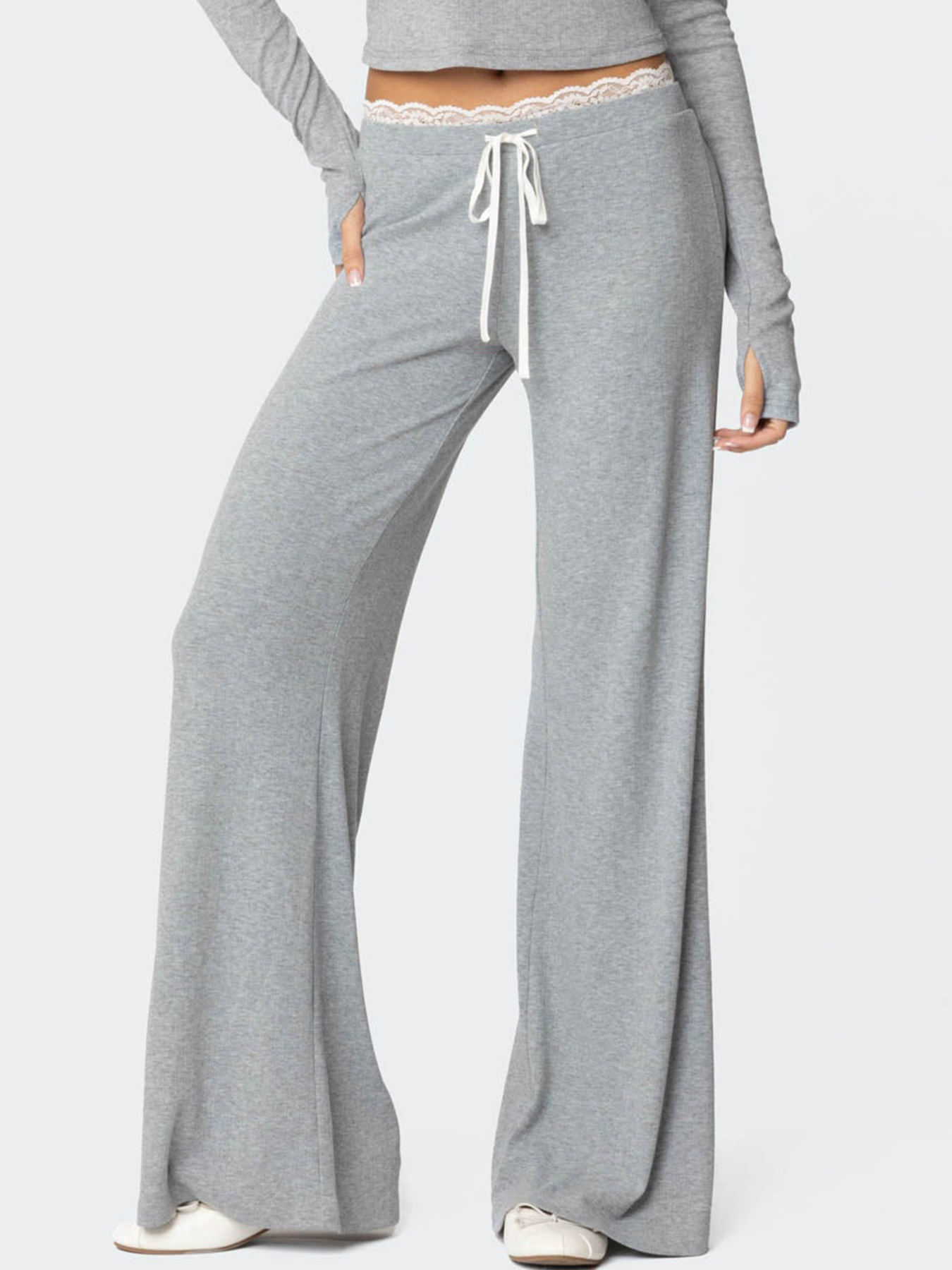 European And American Women's Clothing Women's Drawstring Casual Pants Straight Pants…