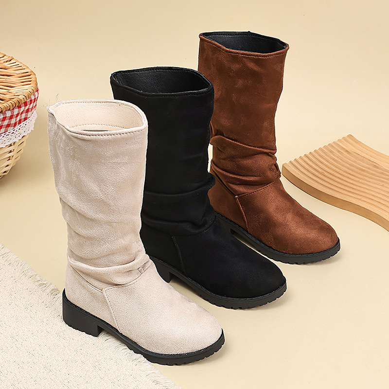 Korean-style Velvet-lined High-top Kids' Fashion Boots