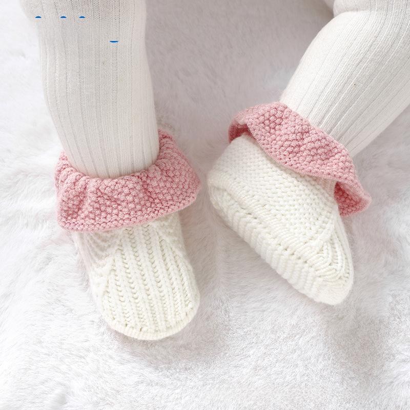Cute Solid-color Ruffled-knit Toddler Shoes Wool Knitted Floor Socks For Babies And…