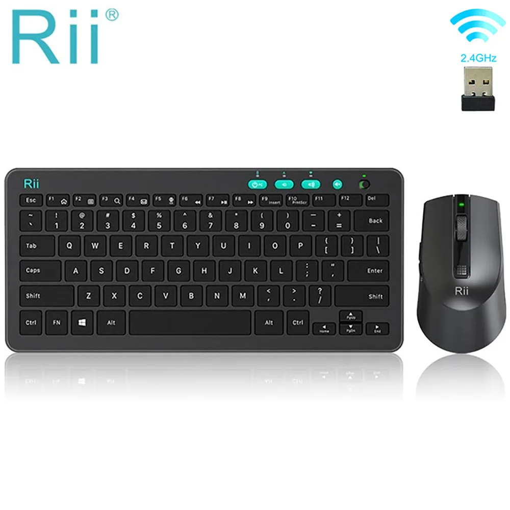 Rii RKM709 2.4G Wireless RU/US Keyboard & Mouse Combo Multimedia Office Keyboard for PC…