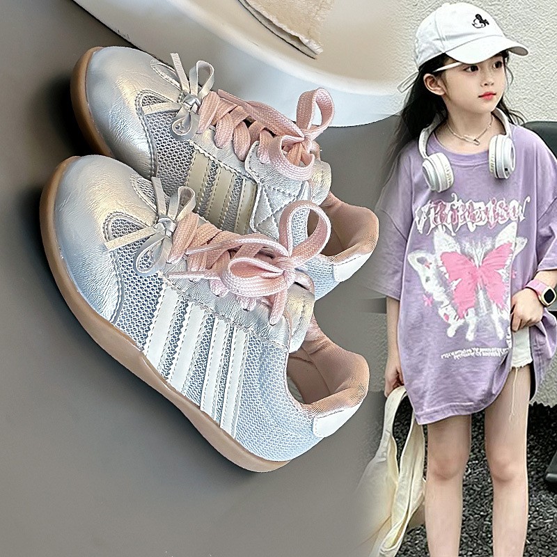 Spring New Girls German Trainers, Korean Style Bow Decor Stylish Genuine Leather Thin…