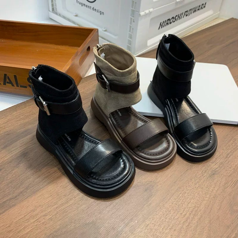 Summer New European Style Girls Roman Sandals, Fashion Kids High Top Sandal Boots With…