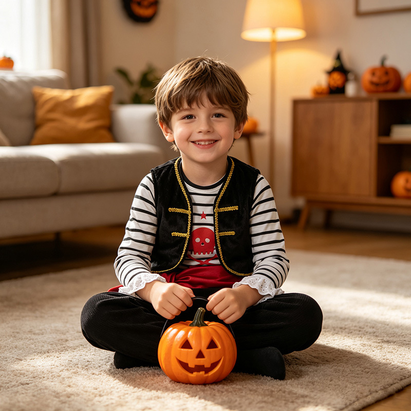 Boys' Pirate Three-Piece Halloween Party Costume