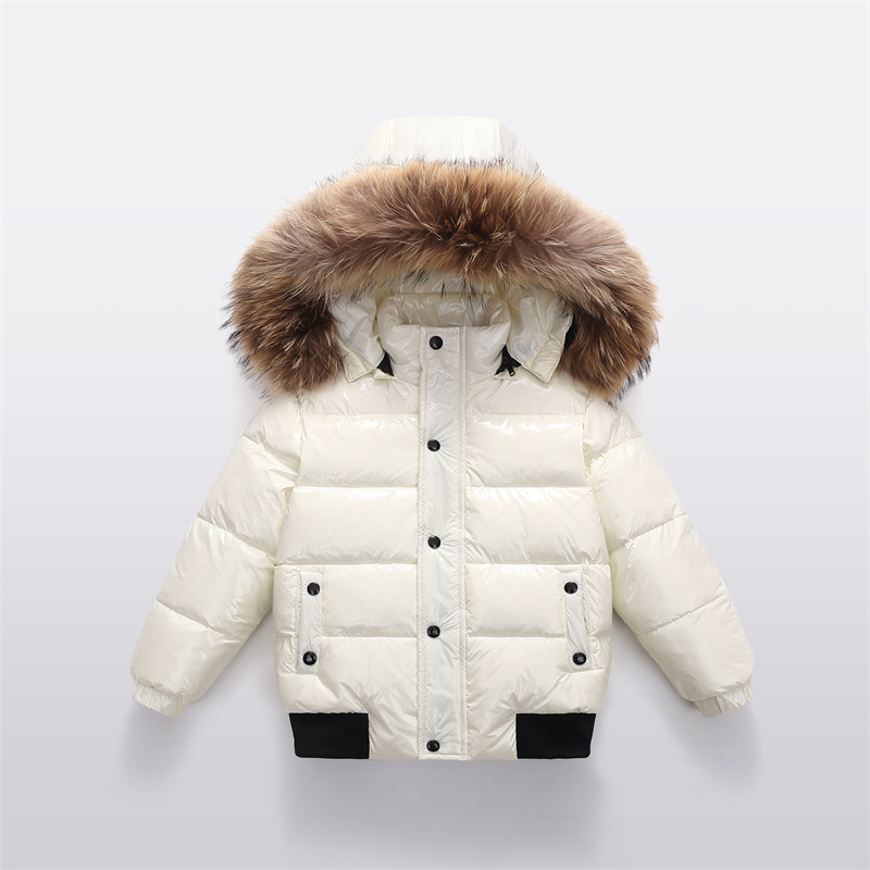 Childrens Down Jacket With A Large Fur Collar Extra-thick Designwarm Winter Coat For…