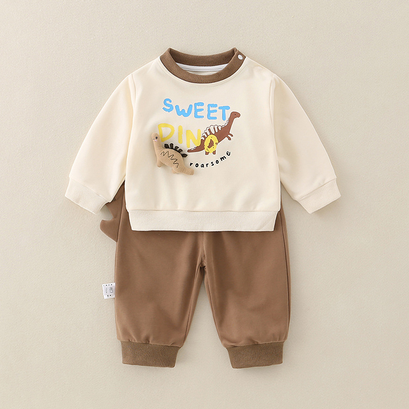 Boys' New Class A Pure Cotton Baby Cartoon Casual Pants Set