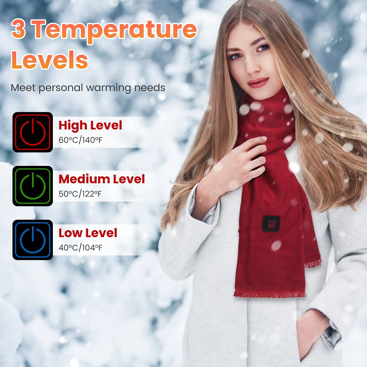 Heated Scarf USB Powered - 3 Heat Settings (Low/Medium/High), Soft Skin-Friendly…