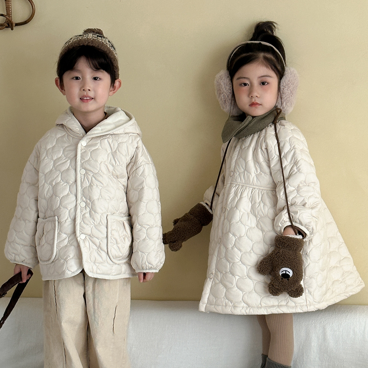 Fleece-lined Cotton Jacket For Boys Autumnwinter Style