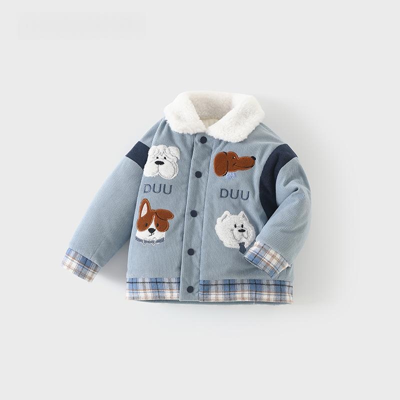 Thick Fleece Lined Baby Coat Animal Print