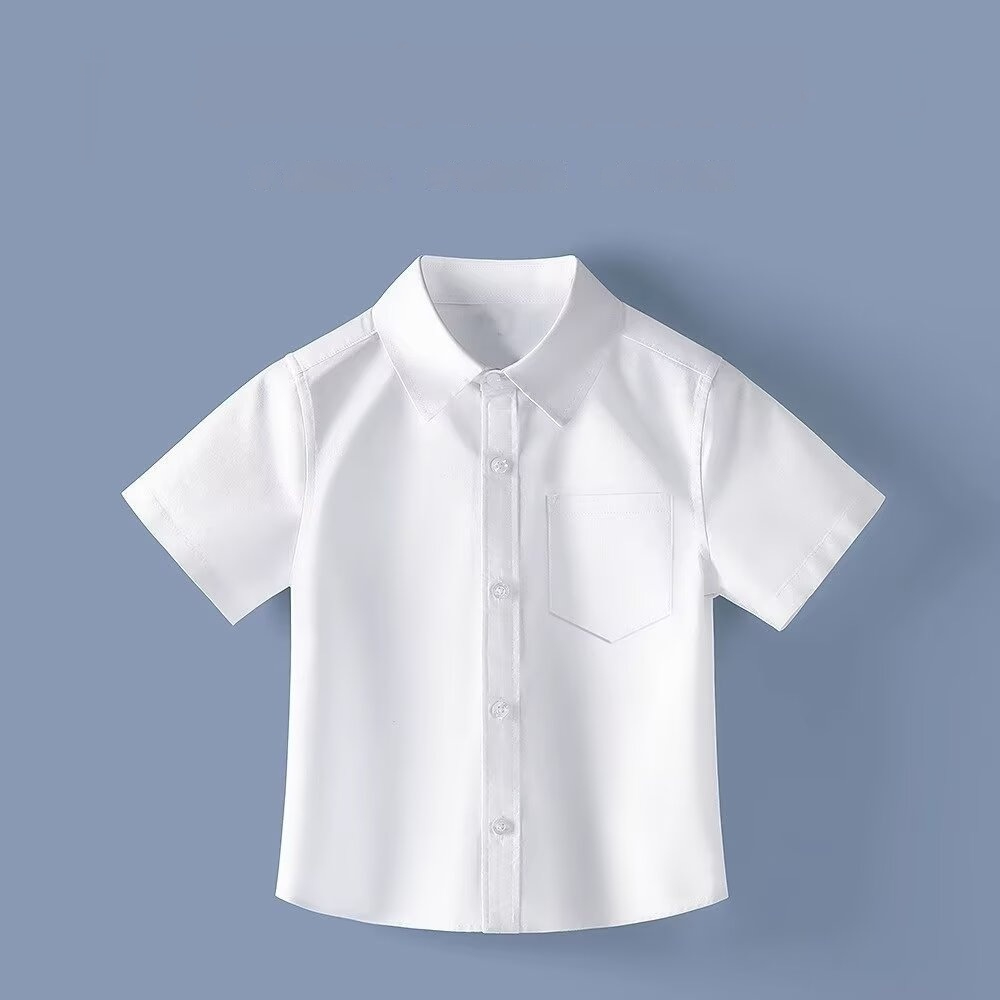 Cotton Long-sleeved White Shirt For Boys And Girls