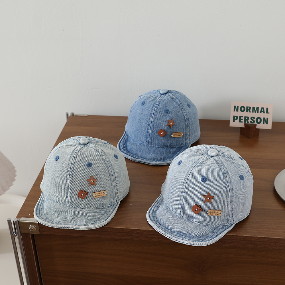 Star Apple Patch Children's Denim Baseball Cap - Retro Washed Soft Top Children's…