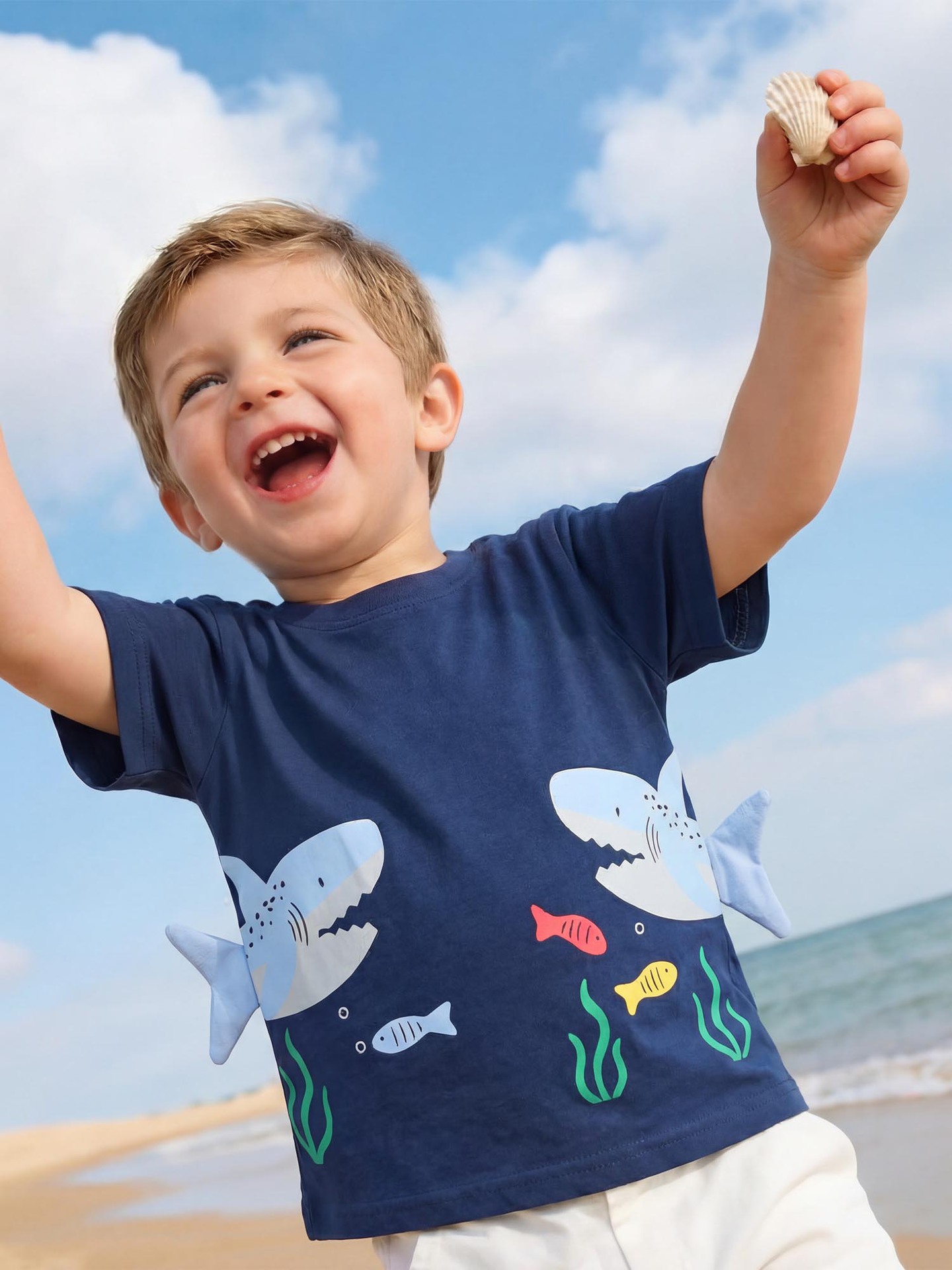 26 New Summer Style Boys' Short-Sleeved T-Shirts, European And American Fashionable Shark…