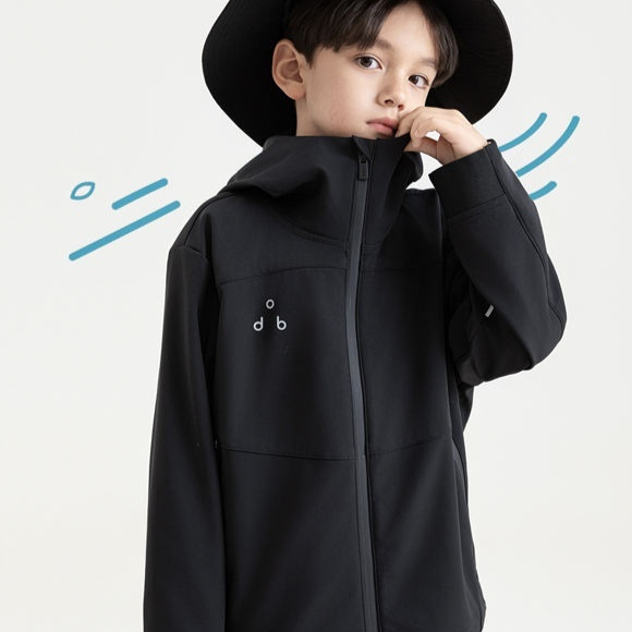 Boys Loose-fitting Windproof Jacket With A Hood And Stand-up Collar