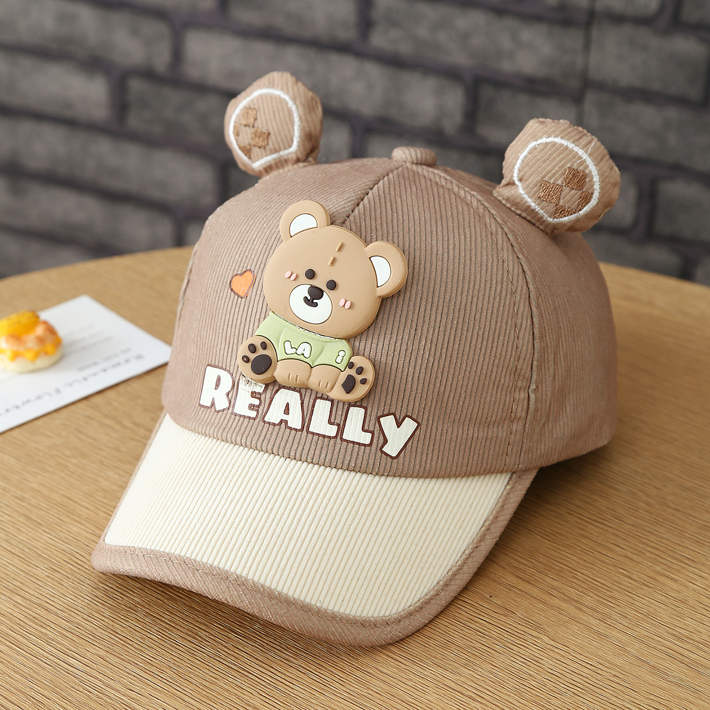 Children's REALLY Little Bear Corduroy Multi-color Cute Ear Baseball Cap With Adjustable…