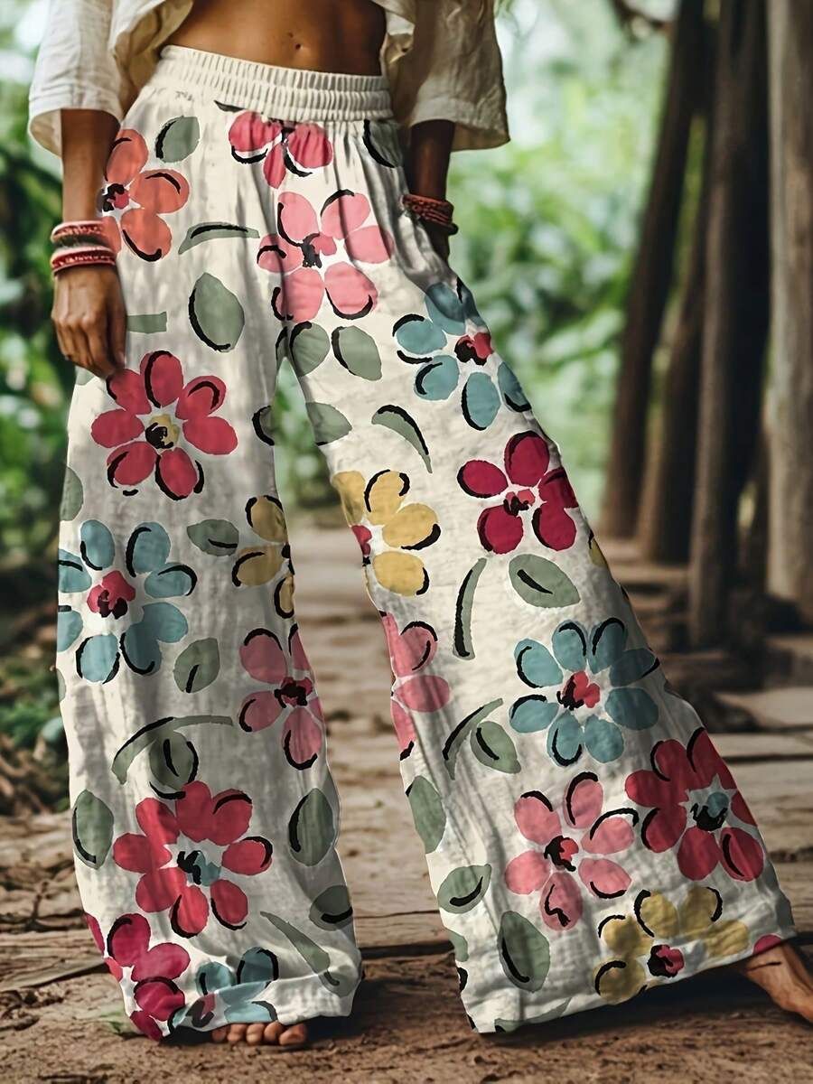 European And American Spring Summer New Bohemian Style Printed High-Waisted Elastic Waist…