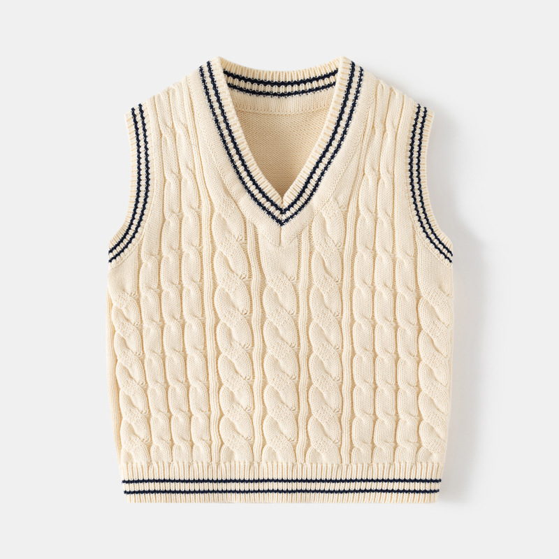 Boy's Thick Needle V-neck Knitted Jacket