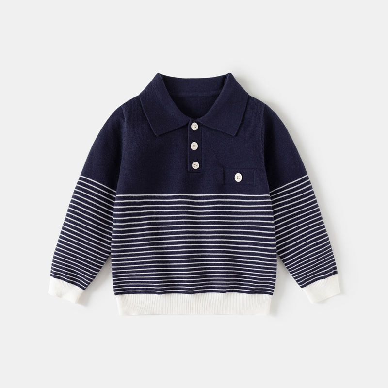 Boy's Thin Stripe Button-down Sweater