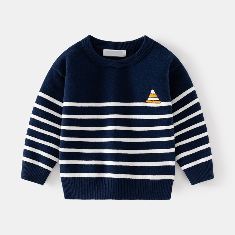 Boys Fine-striped Crew-neck Sweater Top