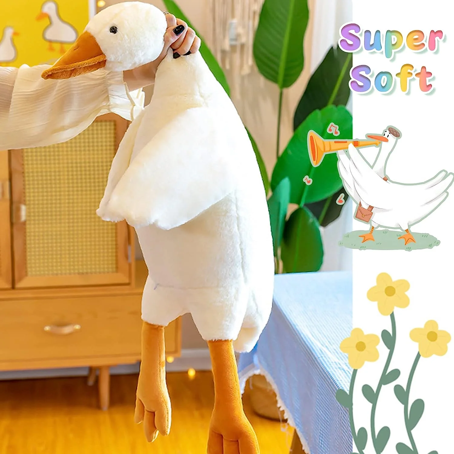 Goose Plush Stuffed Animal Cute Duck Plush Toy, Goose Plush Soft Swan Hugging Pillow Room Decor Birthday Gift photo 4
