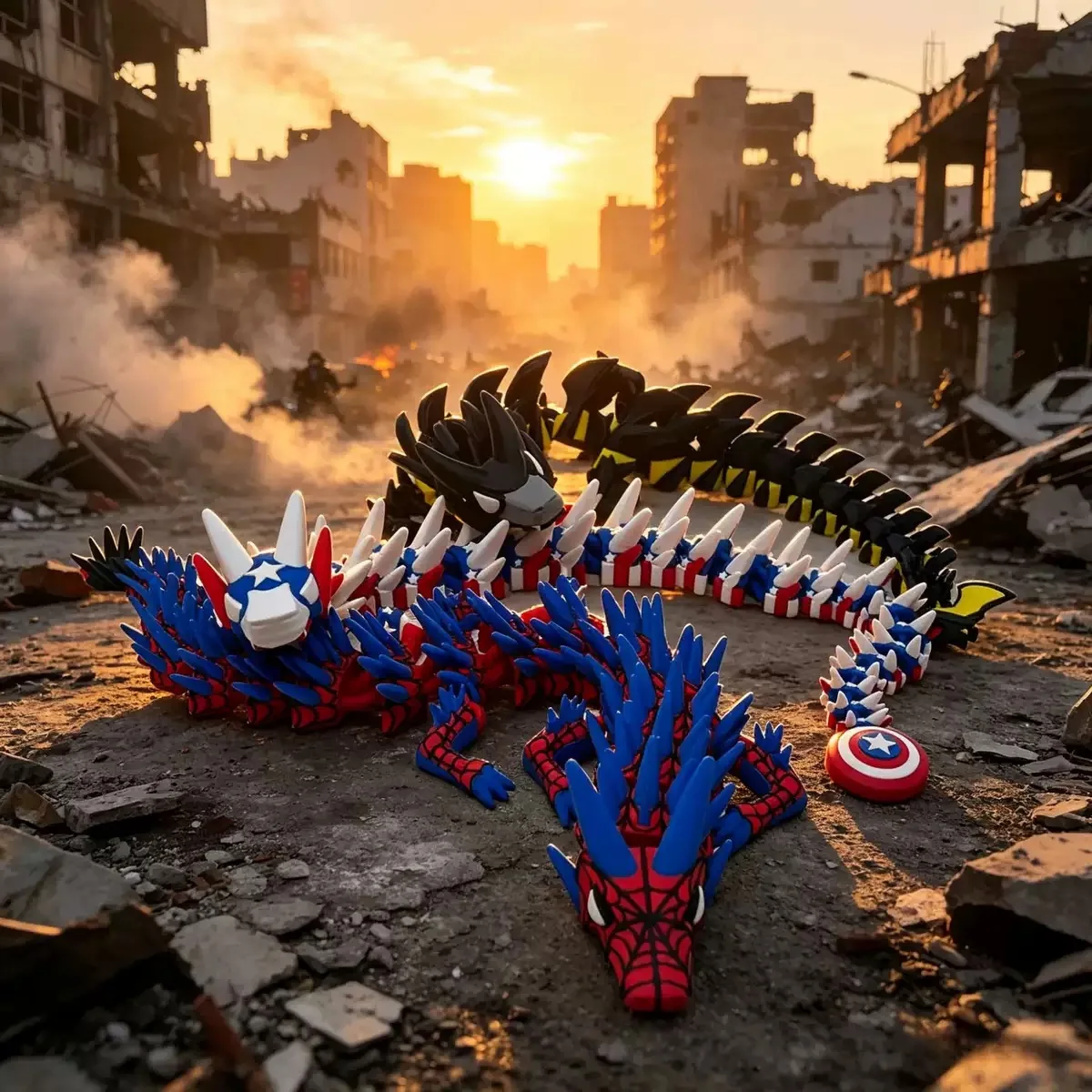 15inch Hero and Villain 3-D Printed Dragons Figurines Colorful Design and Detailed Features Home Ornament Birthday Gift photo 3