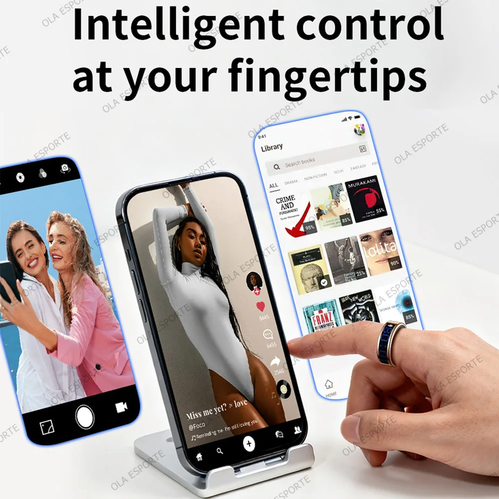 US Local Smart Ring with LED Display Screen Call Reminder Heart Rate Blood Oxygen Monitor IP68 Waterproof Multi Sports Mode Gift photo 5