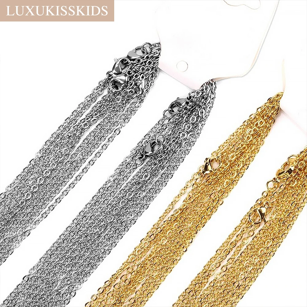 LUXUKISSKIDS Stainless Steel Chains DIY Jewelry Making O-Chain Necklace 10pcs/Lots 1.5/2MM Woman Accessories Choker 18K Golden photo 6