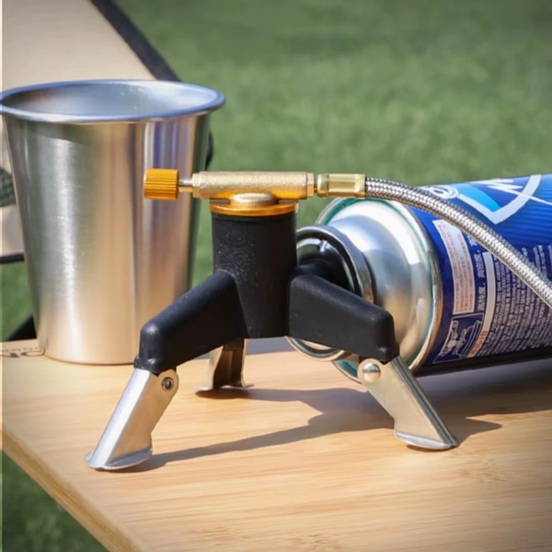 Camping Gas Stove Adapter Connector Portable Folding Tank Tripod Stand Stainless Steel Outdoor Hiking Backpacking Cooking Gear photo 4