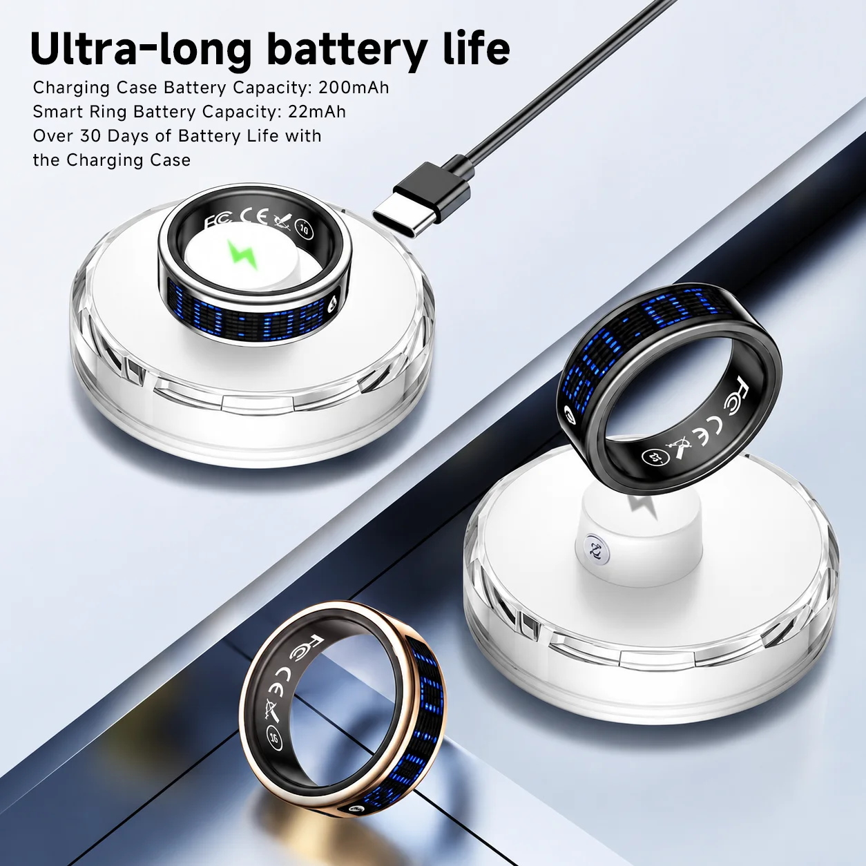US Local Smart Ring with LED Display Screen Call Reminder Heart Rate Blood Oxygen Monitor IP68 Waterproof Multi Sports Mode Gift photo 8