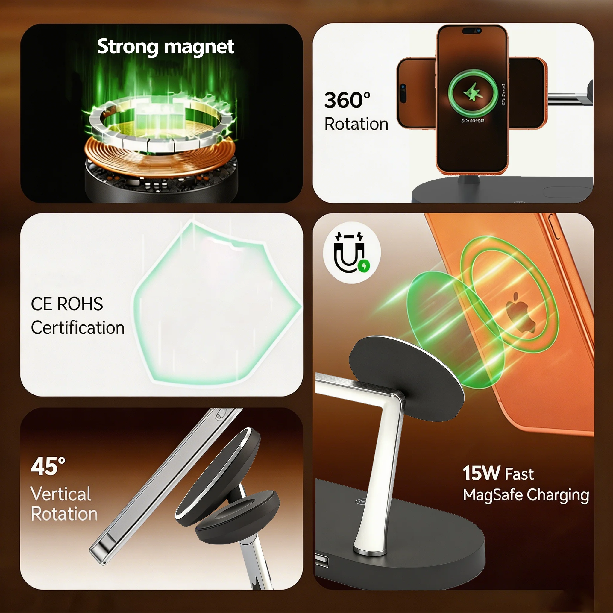 3 in 1 Magnetic Wireless Chargers Fast Charging Station For iPhone 12 13 14 15 16 For Apple Watch 10 9 8 7 6 5 Airpods Pro photo 5