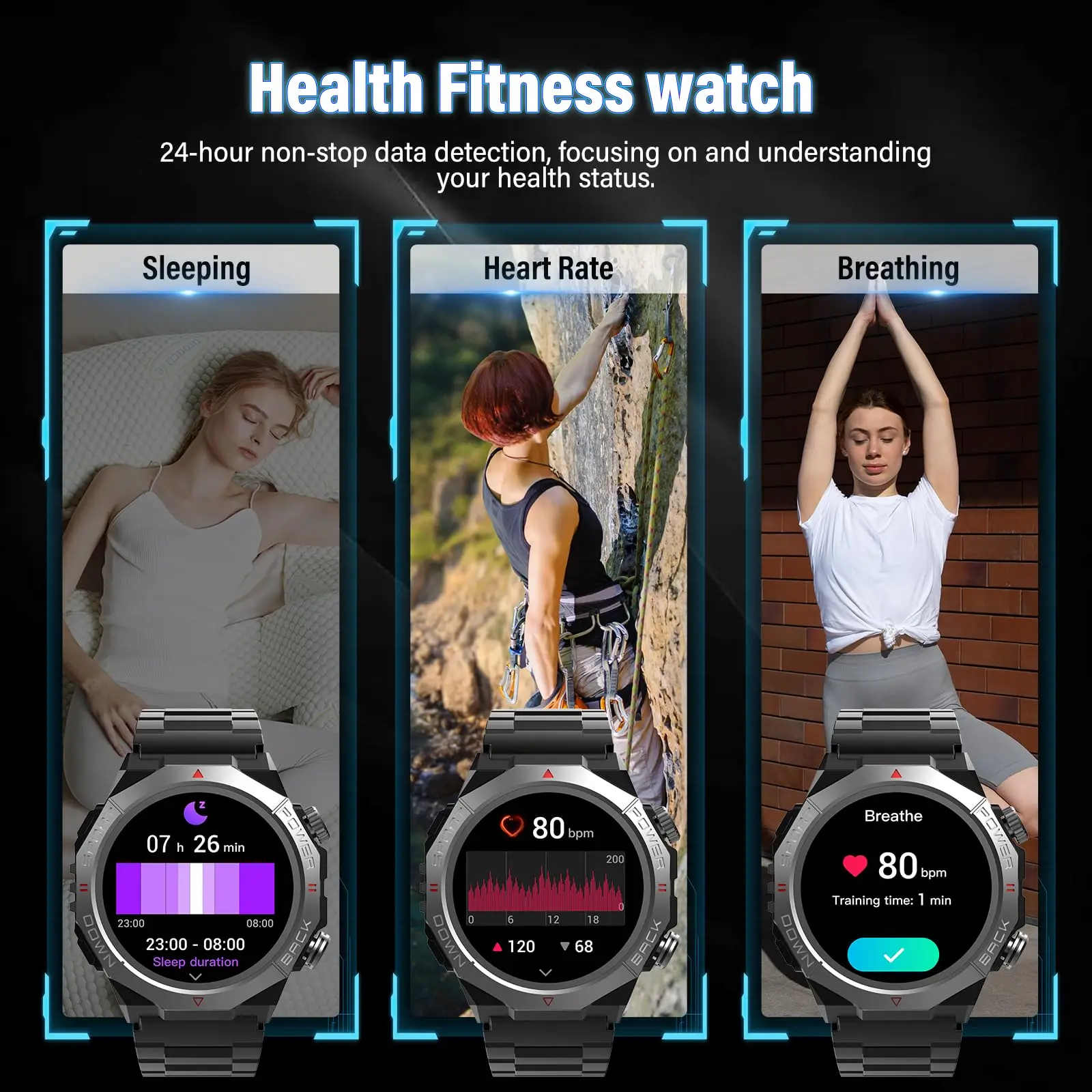 Smart Watch for Men 1.39" HD Touchscreen, IP68 Waterproof Military Smartwatch with 110+ Sports Modes, Heart Rate Sleep Monitor, Bluetooth Call, 7-30 Days Battery for Android iOS. photo 4