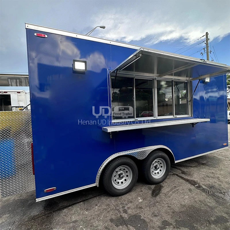 Mobile Fast Food Trailers Fully Equipped Enclosed Trailer BBQ Vending Cart Restaurant Food Truck with Full Kitchen photo 4