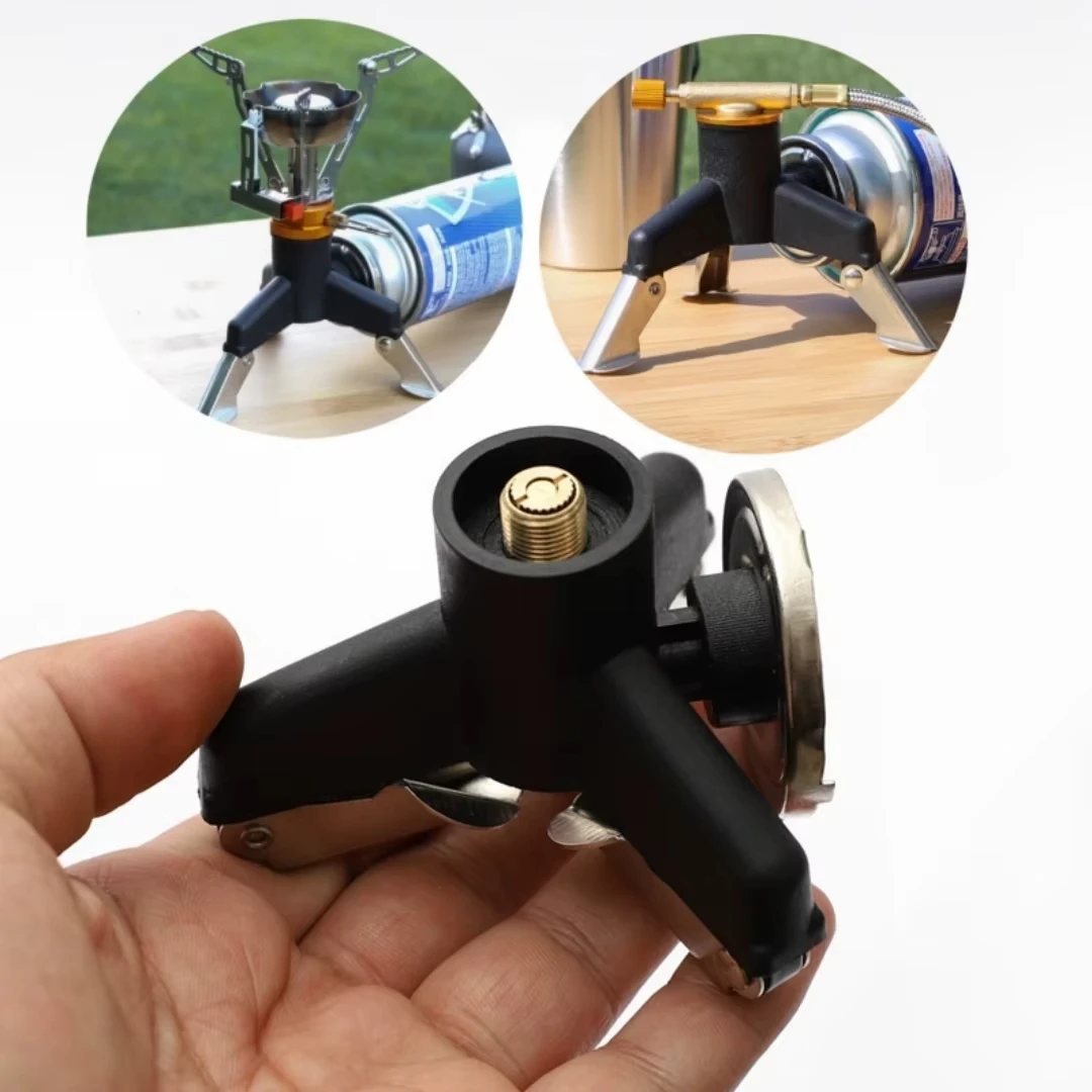 Camping Gas Stove Adapter Connector Portable Folding Tank Tripod Stand Stainless Steel Outdoor Hiking Backpacking Cooking Gear photo 2