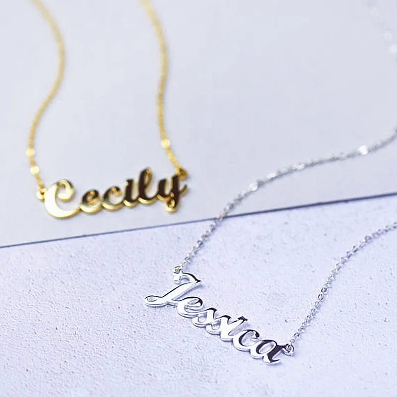 Custom Name Charms Necklace Gold Color Stainless Steel Box Chain Necklaces for Women Men Personalized Handmade Pendants Jewelry photo 5