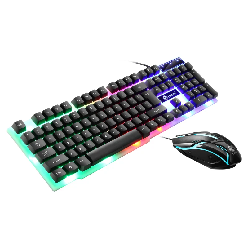 USB Wired Gaming Keyboard Mouse Set PC Rainbow Colorful LED Backlit  Gamer Gaming Mouse and Keyboard Combos Kit Home Office photo 2