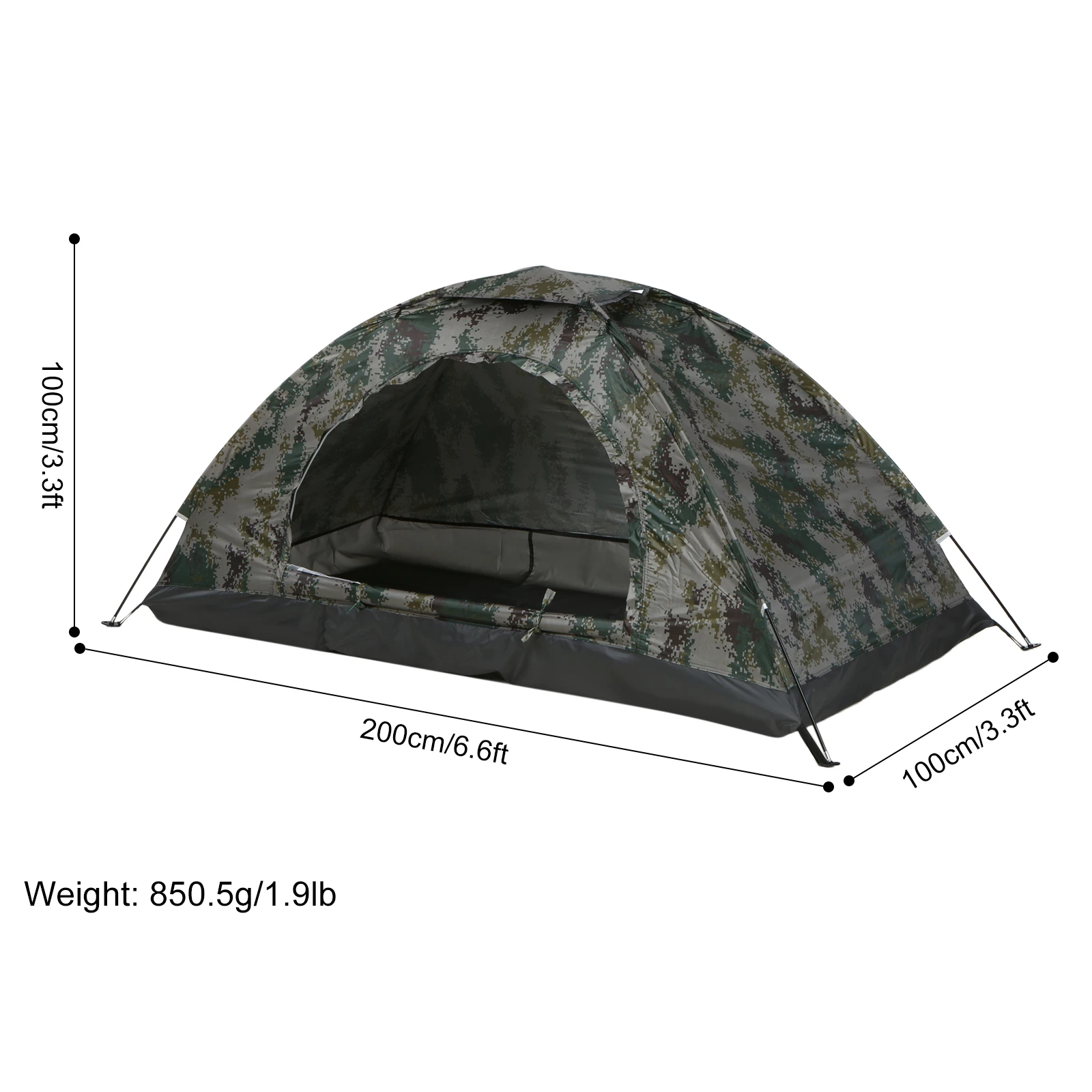 Tomshoo 1/2 Person Ultralight Camping Tent Single Layer Portable Hiking Tent Anti-UV Coating UPF 30+ for Outdoor Beach Fishing photo 4