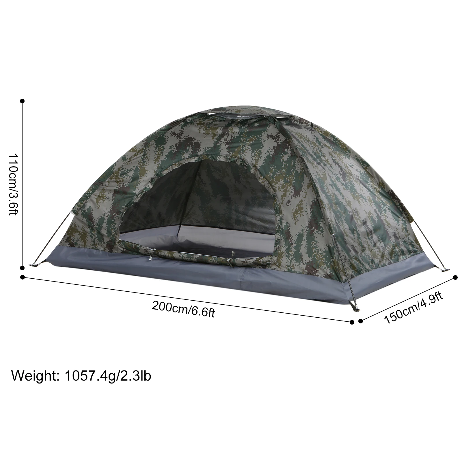 Tomshoo 1/2 Person Ultralight Camping Tent Single Layer Portable Hiking Tent Anti-UV Coating UPF 30+ for Outdoor Beach Fishing photo 3
