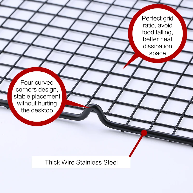 FAISDU 1pcs Single Layer Stainless Steel BBQ Bread Cake Cooling Rack Drip Dry Rack Cooling Grid Baking Pan Household Baking Tool photo 3