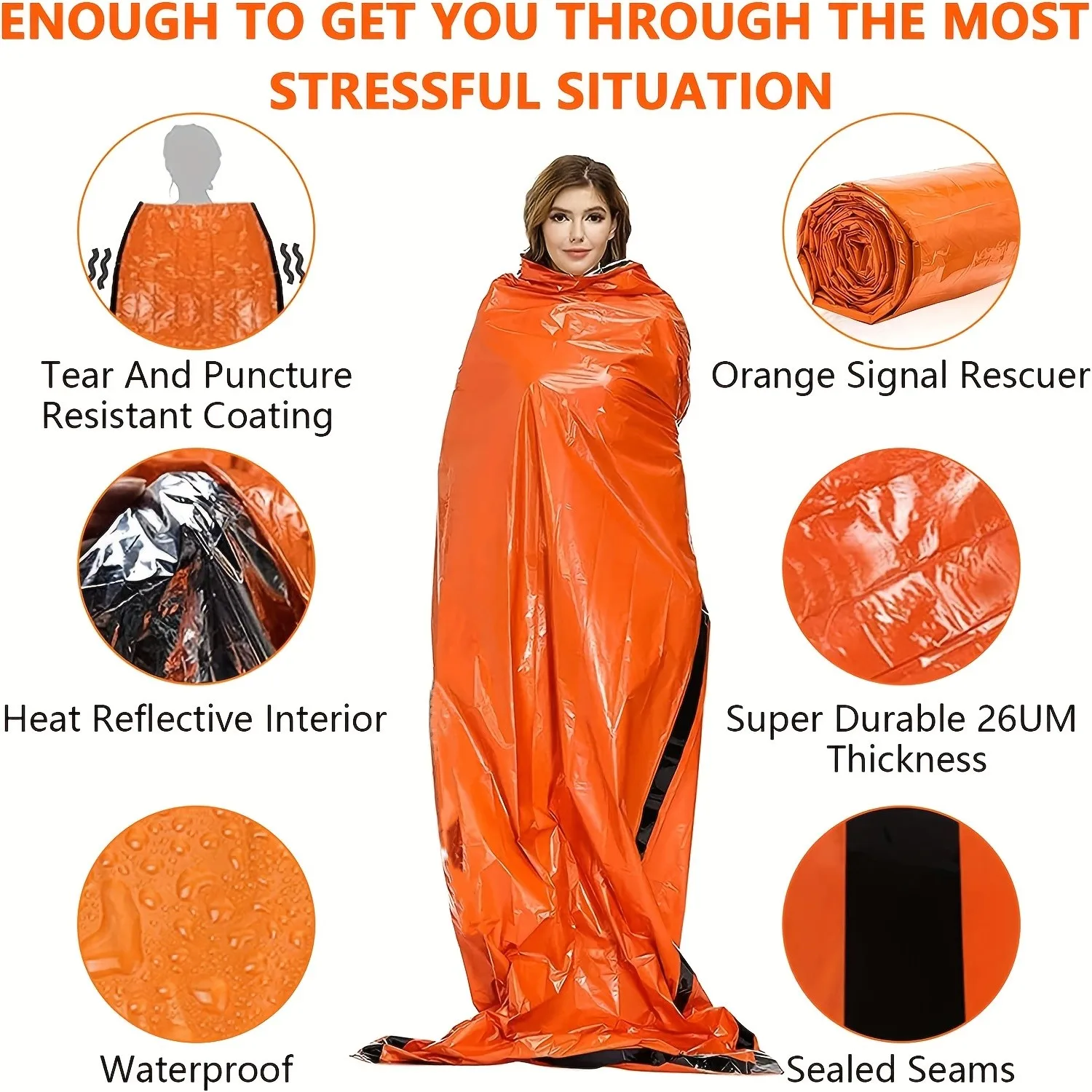 Portable Waterproof Emergency Survival Sleeping Bag Outdoor Edc Camping Gear Thermal Sack First Aid Rescue Kit Mylar Blanket photo 4
