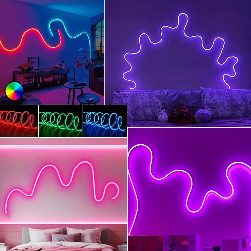 USB RGB Neon Strip Lights With 24Keys Remote Control, Flexible Rope Lights Gaming Led Neon Light Strip RGB LED Neon Lights photo 6