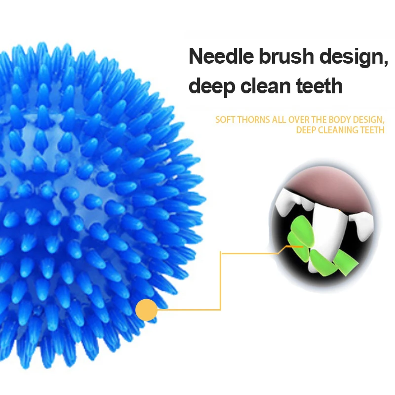Pet Dog Toys Cat Puppy Sounding Toy Polka Squeaky Tooth Cleaning Ball TPR Training Pet Teeth Chewing Toy Thorn Balls Accessories photo 4