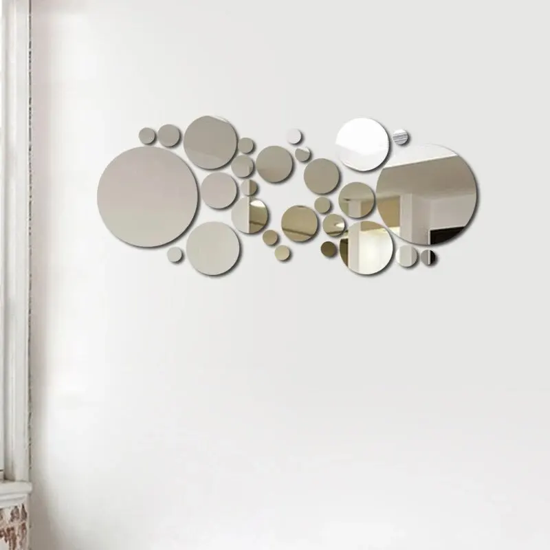 26 PCs 3D Acrylic Mirror Wall Sticker, round Mirror, DIY Bedroom, Bathroom and TV Background Room Sticker Wall Decoration photo 5