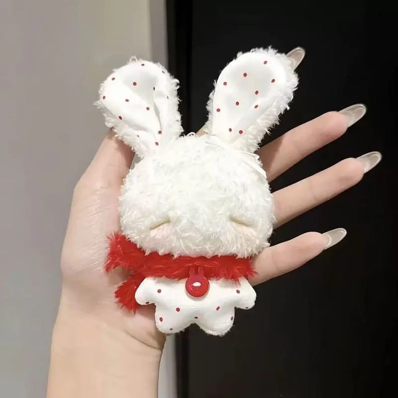 New Kawaii New Mini Angel Bunny Plush Keychain Cute Soft Rabbit Stuffed Toy Hanging Pendant photo 5