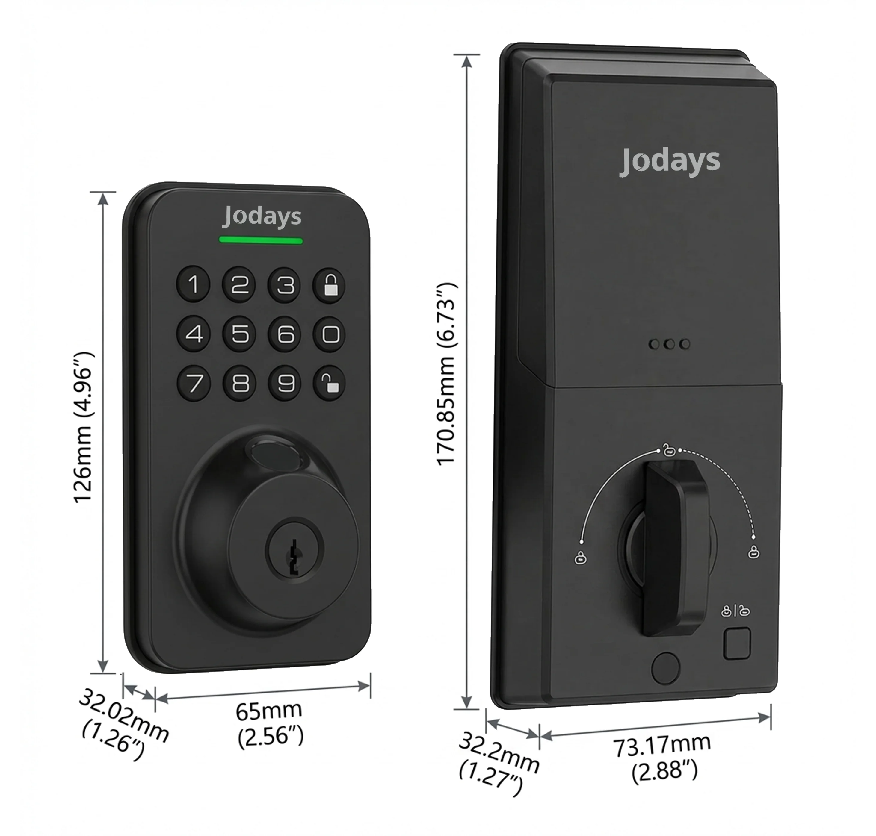 Jodays Smart Deadbolt Lock with Fingerprint & Keypad, Keyless Entry Door Lock with App Control, Temporary and One-Time Password, Auto Lock & Anti-Peep Passcode, Powered by 4pcs AA Alkaline Batteries (No Included), Easy Installation for Front Door photo 7