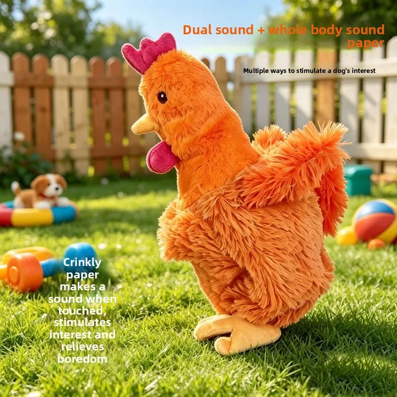 1Pc Plush Squeaky Chicken Dog Toy Anti‑Rip Cotton Design Durable Bite Resistant Interactive Squeaker Pet Toy for Cat Dog Playing photo 5