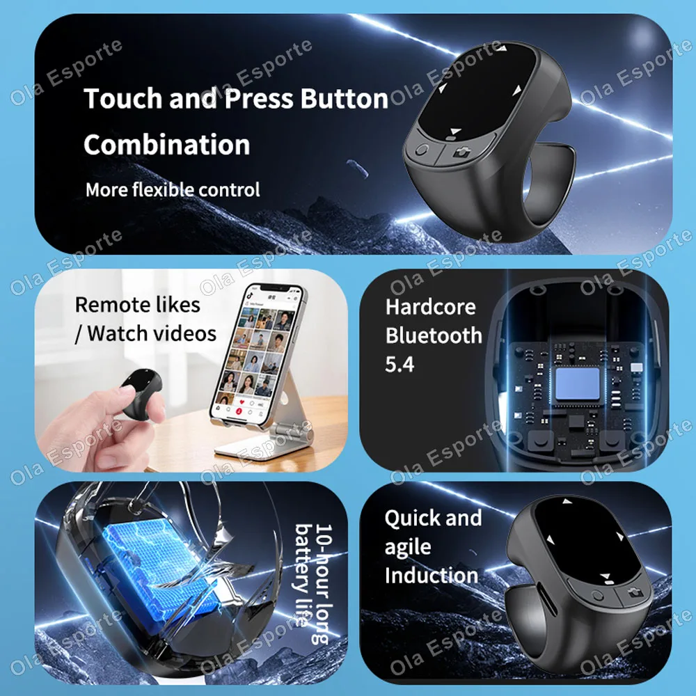 NEW BT Remote Control Touch Screen Page Turner Camera Video Recording Music Control For iPad iPhone Remote Scrolling Ring R12 ﻿ photo 2