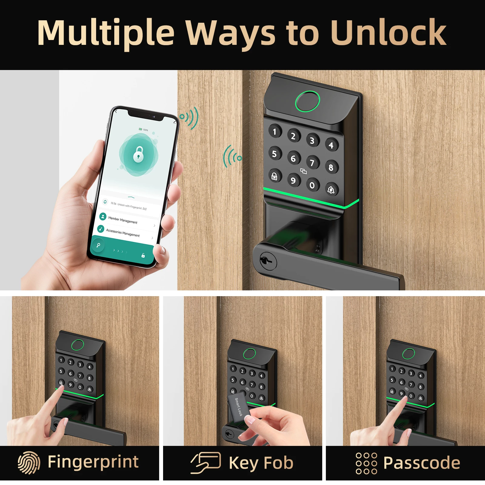 Viladepot Smart Lock Fingerprint Door Lock TYPE-C Interface App Control Passcode Unlock Electronic Touchscreen Keypad Handle photo 3